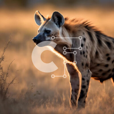 Intra Συλλεκτικό Ξύλινο Παζλ Plywood  4mm - Η περίεργη ύαινα στο γρασίδι κοιτάζοντας ψηλά τον ήλιο Σε Ξύλινο Κουτί - Διαστάσεις: 10x10 cm – 25 κομμάτια - Image 1