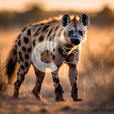 Intra Συλλεκτικό Ξύλινο Παζλ Plywood  4mm - Η ύαινα σε ένα ανοιχτό πεδίο στο ηλιοβασίλεμα Σε Ξύλινο Κουτί - Διαστάσεις: 10x10 cm – 25 κομμάτια - Image 1