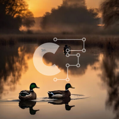 Intra Συλλεκτικό Ξύλινο Παζλ Plywood 4mm - Πάπιες που κολυμπούν στη λίμνη στο ηλιοβασίλεμα Σε Ξύλινο Κουτί - Διαστάσεις: 10x10 cm – 25 κομμάτια - Image 1