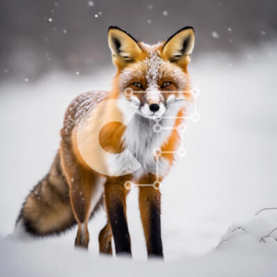 Intra Συλλεκτικό Ξύλινο Παζλ Plywood  4mm - Κόκκινη αλεπού στο χιονισμένο τοπίο Σε Ξύλινο Κουτί - Διαστάσεις: 10x10 cm – 25 κομμάτια - Image 1