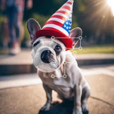 Intra Συλλεκτικό Ξύλινο Παζλ Plywood  4mm - Πατριωτικός σκύλος που γιορτάζει την 4η Ιουλίου Σε Ξύλινο Κουτί - Διαστάσεις: 10x10 cm – 25 κομμάτια - Image 1