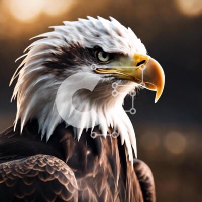 Intra Συλλεκτικό Ξύλινο Παζλ Plywood  4mm - Κοντινό πλάνο ενός αετού με γερμένο κεφάλι και ράμφος Σε Ξύλινο Κουτί - Διαστάσεις: 10x10 cm – 25 κομμάτια - Image 1