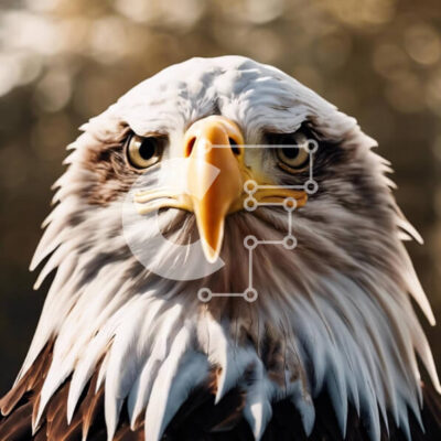 Intra Συλλεκτικό Ξύλινο Παζλ Plywood  4mm - Κοντινό πλάνο του προσώπου του αετού με ανοιχτό ράμφος Σε Ξύλινο Κουτί - Διαστάσεις: 10x10 cm – 25 κομμάτια - Image 1