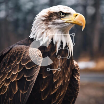 Intra Συλλεκτικό Ξύλινο Παζλ Plywood  4mm - Κοντινό πλάνο ενός αετού με ανοιχτό ράμφος Σε Ξύλινο Κουτί - Διαστάσεις: 10x10 cm – 25 κομμάτια - Image 1