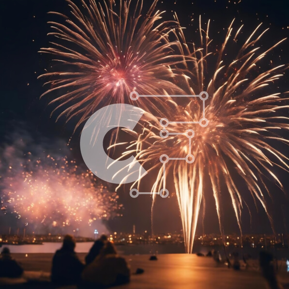 Intra Συλλεκτικό Ξύλινο Παζλ Plywood  4mm - Επίδειξη πυροτεχνημάτων δίπλα στην ακτή Σε Ξύλινο Κουτί - Διαστάσεις: 10x10 cm – 25 κομμάτια