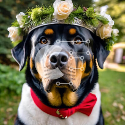 Intra Συλλεκτικό Ξύλινο Παζλ Plywood  4mm - Παιχνιδιάρικο σκυλί με κορώνα λουλουδιών Σε Ξύλινο Κουτί - Διαστάσεις: 10x10 cm – 25 κομμάτια - Image 1