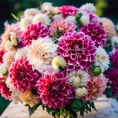 Intra Συλλεκτικό Ξύλινο Παζλ Plywood  4mm - Πολύχρωμα λουλούδια Ντάλια σε βάζο Σε Ξύλινο Κουτί - Διαστάσεις: 10x10 cm – 25 κομμάτια - Image 1