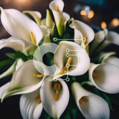 Intra Συλλεκτικό Ξύλινο Παζλ Plywood  4mm - Μπουκέτο με λευκά κρίνα Calla στο τραπέζι Σε Ξύλινο Κουτί - Διαστάσεις: 10x10 cm – 25 κομμάτια - Image 1