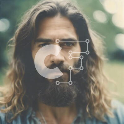 Intra Συλλεκτικό Ξύλινο Παζλ Plywood  4mm - Άνδρας με μακριά μαλλιά και γένια σε εξωτερικούς χώρους Σε Ξύλινο Κουτί - Διαστάσεις Puzzle: 10x10 cm – 25 κομμάτια - Image 1