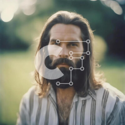 Intra Συλλεκτικό Ξύλινο Παζλ Plywood  4mm - Άνδρας με μακριά μαλλιά και γένια που στέκεται στο γρασίδι Σε Ξύλινο Κουτί - Διαστάσεις Puzzle: 10x10 cm – 25 κομμάτια - Image 1