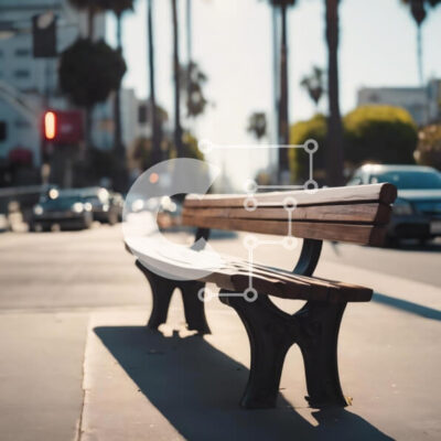 Intra Συλλεκτικό Ξύλινο Παζλ Plywood  4mm - Ήσυχη σκηνή του δρόμου με ξύλινο παγκάκι και φοίνικες Σε Ξύλινο Κουτί - Διαστάσεις Puzzle: 10x10 cm – 25 κομμάτια - Image 1