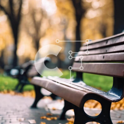 Intra Συλλεκτικό Ξύλινο Παζλ Plywood  4mm - Πάγκος πάρκου στο πάρκο φθινοπώρου με διάσπαρτα φύλλα Σε Ξύλινο Κουτί - Διαστάσεις: 10x10 cm – 25 κομμάτια - Image 1