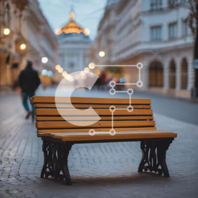 Intra Συλλεκτικό Ξύλινο Παζλ Plywood  4mm - Ξύλινος πάγκος στη λιθόστρωτη οδό στο σούρουπο Σε Ξύλινο Κουτί - Διαστάσεις Puzzle: 10x10 cm – 25 κομμάτια - Image 1