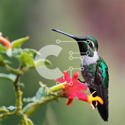 Intra Συλλεκτικό Ξύλινο Παζλ Plywood 4mm - Όμορφο κολίβριο στο πορτοκαλί λουλούδι Σε Ξύλινο Κουτί - Διαστάσεις: 10x10 cm – 25 κομμάτια - Image 1