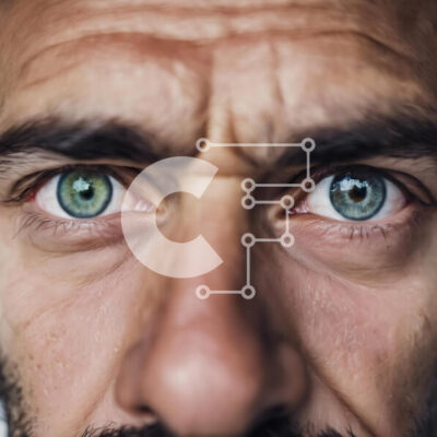 Intra Συλλεκτικό Ξύλινο Παζλ Plywood  4mm - Κοντινό πλάνο ανδρικού προσώπου με πράσινα μάτια και γένια Σε Ξύλινο Κουτί - Διαστάσεις Puzzle: 10x10 cm – 25 κομμάτια - Image 1