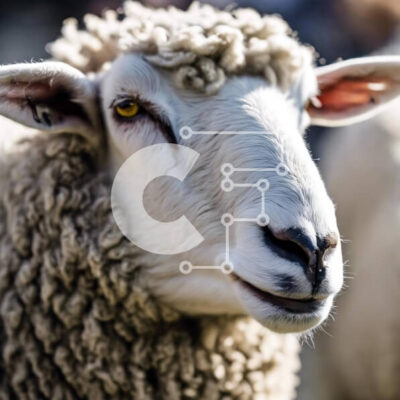 Intra Συλλεκτικό Ξύλινο Παζλ Plywood  4mm - Κοντινό πλάνο του προσώπου προβάτου που κοιτάζει την κάμερα Σε Ξύλινο Κουτί - Διαστάσεις: 10x10 cm – 25 κομμάτια - Image 1