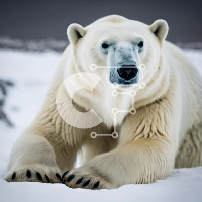 Intra Συλλεκτικό Ξύλινο Παζλ Plywood  4mm - Η πολική αρκούδα κάθεται στο χιόνι και κοιτάζει την κάμερα Σε Ξύλινο Κουτί - Διαστάσεις: 10x10 cm – 25 κομμάτια - Image 1