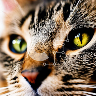 Intra Συλλεκτικό Ξύλινο Παζλ Plywood  4mm - Κοντινό πλάνο της πράσινης γάτας Σε Ξύλινο Κουτί - Διαστάσεις: 10x10 cm – 25 κομμάτια - Image 1