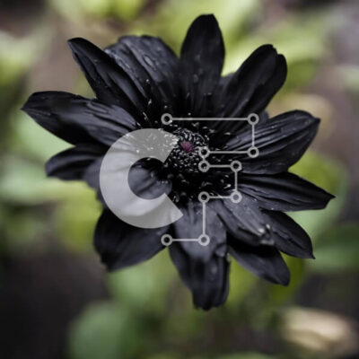 Intra Συλλεκτικό Ξύλινο Παζλ Plywood  4mm - Μαύρο λουλούδι με πράσινα φύλλα σε εξωτερικό περιβάλλον Σε Ξύλινο Κουτί - Διαστάσεις: 10x10 cm – 25 κομμάτια - Image 1