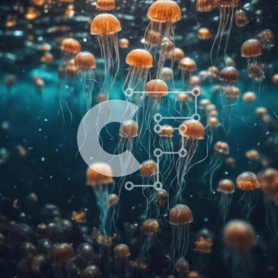 Intra Συλλεκτικό Ξύλινο Παζλ Plywood 4mm - Μέδουσες που επιπλέουν στο νερό - Υποβρύχια σκηνή Σε Ξύλινο Κουτί - Διαστάσεις: 10x10 cm – 25 κομμάτια - Image 1