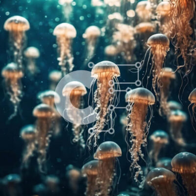 Intra Συλλεκτικό Ξύλινο Παζλ Plywood 4mm - Μαγευτική μέδουσα που κολυμπά σε υδάτινο περιβάλλον Σε Ξύλινο Κουτί - Διαστάσεις: 10x10 cm – 25 κομμάτια - Image 1