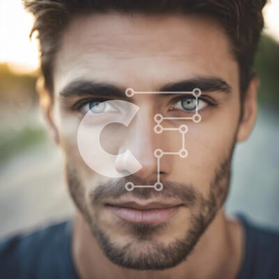 Intra Συλλεκτικό Ξύλινο Παζλ Plywood  4mm - Άνδρας με μπλε μάτια που κοιτάζει την απόσταση Σε Ξύλινο Κουτί - Διαστάσεις Puzzle: 10x10 cm – 25 κομμάτια - Image 1