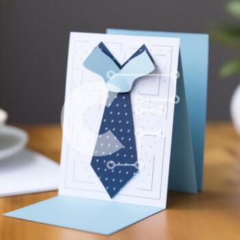 Intra Συλλεκτικό Ξύλινο Παζλ Plywood  4mm - Μπλε και λευκή ευχετήρια κάρτα με γραβάτα σε στυλ Origami Σε Ξύλινο Κουτί - Διαστάσεις Puzzle: 10x10 cm – 25 κομμάτια - Image 1