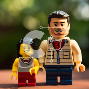 Intra Συλλεκτικό Ξύλινο Παζλ Plywood  4mm - Κομψό ζευγάρι Lego με επίσημη λευκή ενδυμασία Σε Ξύλινο Κουτί - Διαστάσεις Puzzle: 10x10 cm – 25 κομμάτια