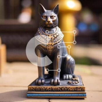 Intra Συλλεκτικό Ξύλινο Παζλ Plywood  4mm - Άγαλμα αιγυπτιακής γάτας σε ξύλινη βάση Σε Ξύλινο Κουτί - Διαστάσεις: 10x10 cm – 25 κομμάτια - Image 1