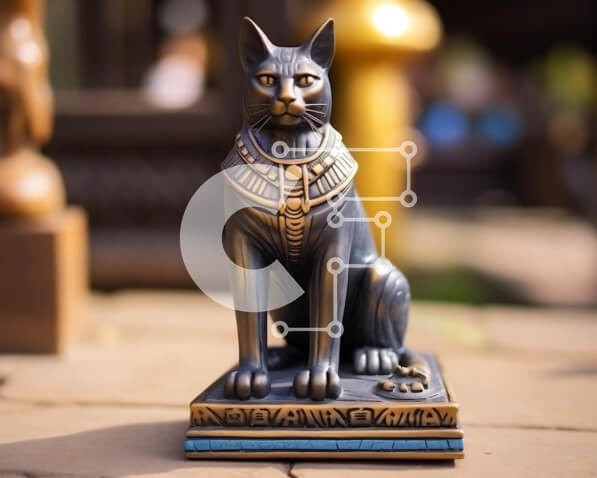 Intra Συλλεκτικό Ξύλινο Παζλ Plywood  4mm - Άγαλμα αιγυπτιακής γάτας σε ξύλινη βάση Σε Ξύλινο Κουτί - Διαστάσεις: 10x10 cm – 25 κομμάτια