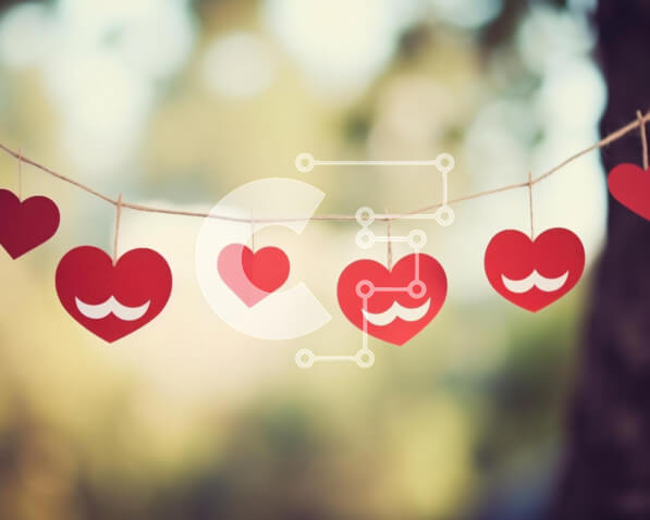 Intra Συλλεκτικό Ξύλινο Παζλ Plywood  4mm - Κόκκινα χάρτινα διακοσμητικά καρδιάς με μουστάκια Σε Ξύλινο Κουτί - Διαστάσεις: 10x10 cm – 25 κομμάτια