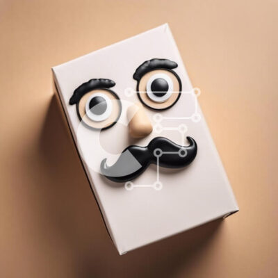 Intra Συλλεκτικό Ξύλινο Παζλ Plywood  4mm - Λευκό κουτί με μουστάκι και γυαλιά Σε Ξύλινο Κουτί - Διαστάσεις: 10x10 cm – 25 κομμάτια - Image 1