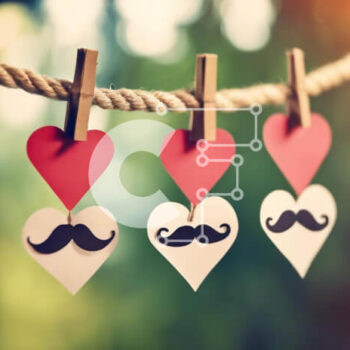 Intra Συλλεκτικό Ξύλινο Παζλ Plywood  4mm - Διακοσμητικά χάρτινα κοψίματα σε σχήμα καρδιάς με μουστάκια Σε Ξύλινο Κουτί - Διαστάσεις Puzzle: 10x10 cm – 25 κομμάτια - Image 1