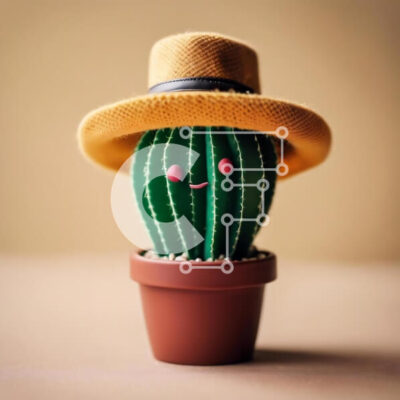 Intra Συλλεκτικό Ξύλινο Παζλ Plywood  4mm - Μικρό φυτό κάκτων με καπέλο στο τραπέζι Σε Ξύλινο Κουτί - Διαστάσεις: 10x10 cm – 25 κομμάτια - Image 1