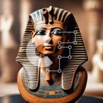 Intra Συλλεκτικό Ξύλινο Παζλ Plywood  4mm - Αρχαία αιγυπτιακή προτομή στο τραπέζι Σε Ξύλινο Κουτί - Διαστάσεις Puzzle: 10x10 cm – 25 κομμάτια - Image 1