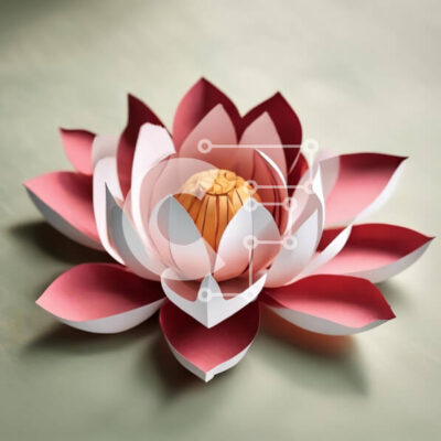 Intra Συλλεκτικό Ξύλινο Παζλ Plywood  4mm - Λουλούδι Lotus από ροζ και λευκό χαρτί Σε Ξύλινο Κουτί - Διαστάσεις Puzzle: 10x10 cm – 25 κομμάτια - Image 1