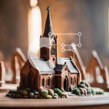 Intra Συλλεκτικό Ξύλινο Παζλ Plywood  4mm - Μινιατούρα εκκλησία σε ξύλινα τραπέζια Σε Ξύλινο Κουτί - Διαστάσεις Puzzle: 10x10 cm – 25 κομμάτια - Image 1