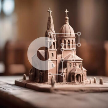 Intra Συλλεκτικό Ξύλινο Παζλ Plywood  4mm - Μικρό μοντέλο εκκλησίας σοκολάτας σε ξύλινο τραπέζι Σε Ξύλινο Κουτί - Διαστάσεις Puzzle: 10x10 cm – 25 κομμάτια - Image 1