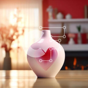 Intra Συλλεκτικό Ξύλινο Παζλ Plywood  4mm - Διακόσμηση του Αγίου Βαλεντίνου με βάζο σε σχήμα καρδιάς και τζάκι Σε Ξύλινο Κουτί - Διαστάσεις Puzzle: 10x10 cm – 25 κομμάτια - Image 1