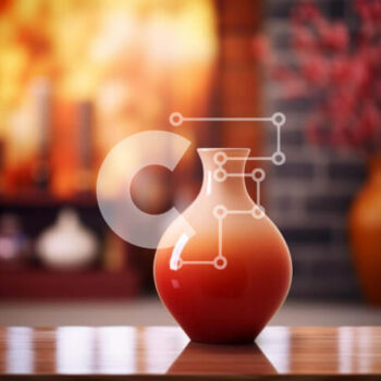 Intra Συλλεκτικό Ξύλινο Παζλ Plywood  4mm - Πορτοκαλί βάζο σε ξύλινο τραπέζι μπροστά από το τζάκι Σε Ξύλινο Κουτί - Διαστάσεις Puzzle: 10x10 cm – 25 κομμάτια - Image 1