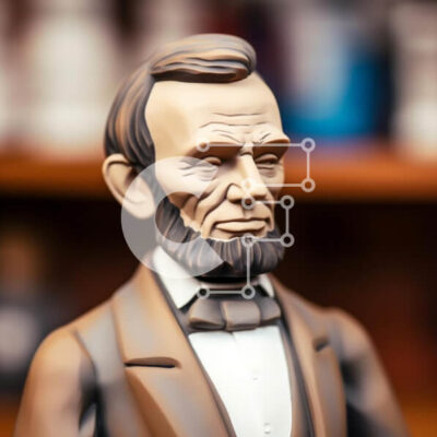 Intra Συλλεκτικό Ξύλινο Παζλ Plywood  4mm - Προτομή του Αβραάμ Λίνκολν με συλλεκτικά αντικείμενα και άγαλμα από πολυρεζίνη Σε Ξύλινο Κουτί - Διαστάσεις Puzzle: 10x10 cm – 25 κομμάτια - Image 1