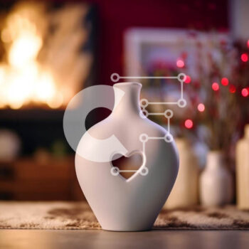 Intra Συλλεκτικό Ξύλινο Παζλ Plywood  4mm - Λευκό βάζο με σχέδιο σε σχήμα καρδιάς στο τραπέζι Σε Ξύλινο Κουτί - Διαστάσεις Puzzle: 10x10 cm – 25 κομμάτια - Image 1