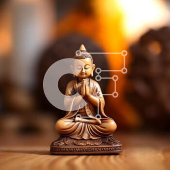 Intra Συλλεκτικό Ξύλινο Παζλ Plywood  4mm - Μικρό άγαλμα του Βούδα σε ξύλινο τραπέζι με κηροπήγια Σε Ξύλινο Κουτί - Διαστάσεις Puzzle: 10x10 cm – 25 κομμάτια - Image 1