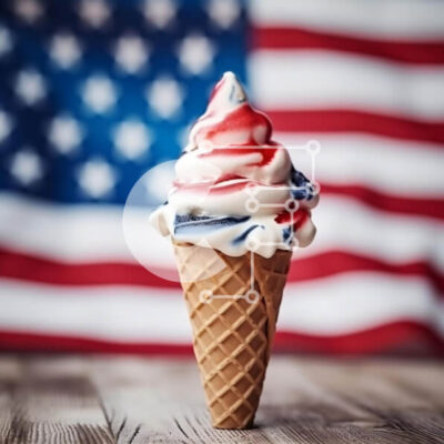 Intra Συλλεκτικό Ξύλινο Παζλ Plywood 4mm - Πατριωτικό χωνάκι παγωτού 4ης Ιουλίου με αμερικανική σημαία Σε Ξύλινο Κουτί - Διαστάσεις: 10x10 cm – 25 κομμάτια - Image 1