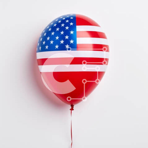 Intra Συλλεκτικό Ξύλινο Παζλ Plywood 4mm - Μπαλόνι αμερικανικής σημαίας για την ημέρα της ανεξαρτησίας Σε Ξύλινο Κουτί - Διαστάσεις: 10x10 cm – 25 κομμάτια - Image 1