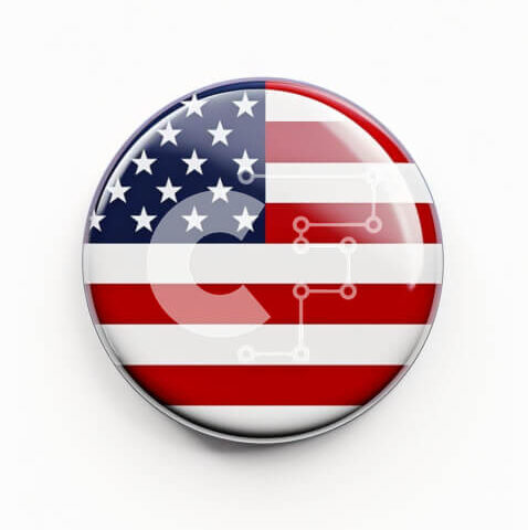 Intra Συλλεκτικό Ξύλινο Παζλ Plywood  4mm - Στρογγυλό κουμπί αμερικανικής σημαίας Σε Ξύλινο Κουτί - Διαστάσεις: 10x10 cm – 25 κομμάτια - Image 1