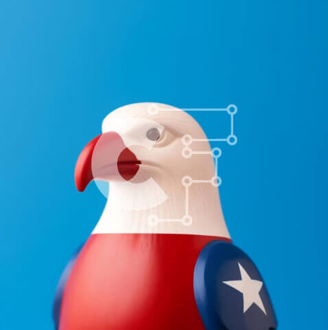 Intra Συλλεκτικό Ξύλινο Παζλ Plywood 4mm - Ειδώλιο αετού σε κόκκινο, λευκό και μπλε Σε Ξύλινο Κουτί - Διαστάσεις: 10x10 cm – 25 κομμάτια - Image 1