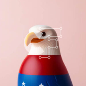 Intra Συλλεκτικό Ξύλινο Παζλ Plywood  4mm - Ειδώλιο αετού με σχέδιο κόκκινο, λευκό και μπλε Σε Ξύλινο Κουτί - Διαστάσεις: 10x10 cm – 25 κομμάτια