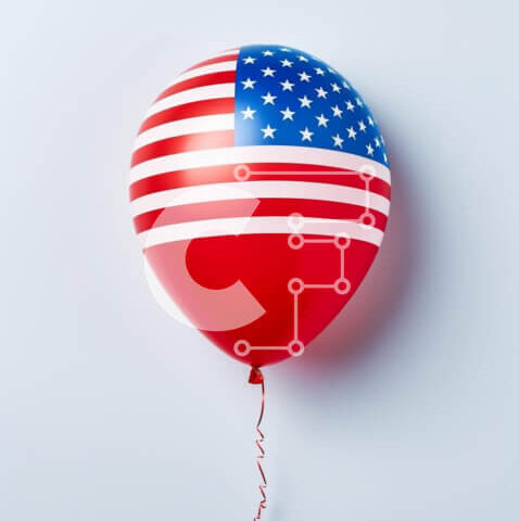 Intra Συλλεκτικό Ξύλινο Παζλ Plywood 4mm - Μπαλόνι για την Ημέρα της Αμερικανικής Ανεξαρτησίας με τη σημαία των Ηνωμένων Πολιτειών Σε Ξύλινο Κουτί - Διαστάσεις: 10x10 cm – 25 κομμάτια - Image 1