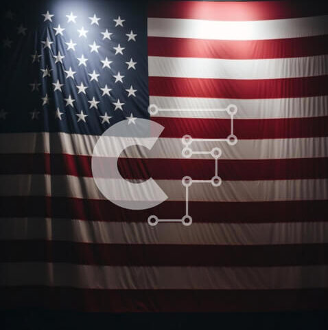 Intra Συλλεκτικό Ξύλινο Παζλ Plywood  4mm - Έντονα φωτισμένη αμερικανική σημαία σε ένα σκοτεινό δωμάτιο Σε Ξύλινο Κουτί - Διαστάσεις Puzzle: 10x10 cm – 25 κομμάτια - Image 1